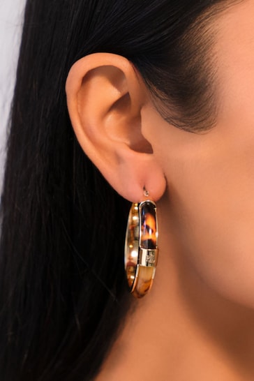 Lauren Ralph Lauren Stamford Gold Tone & Tort Hoop Earrings
