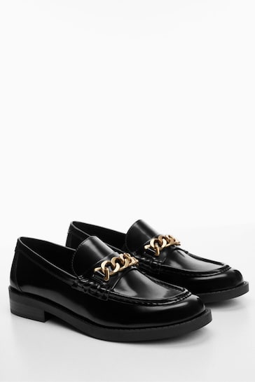 Mango Cole Chain Faux Leather Loafer Shoes