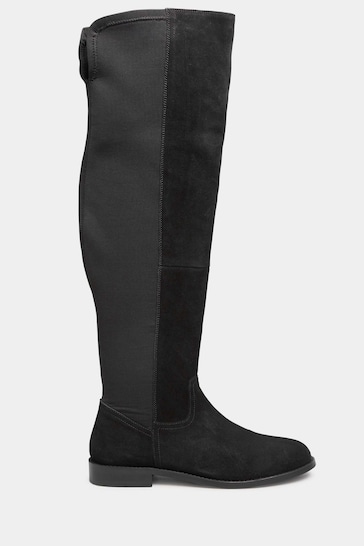 Long Tall Sally Black Stretch Over The Knee Suede Boots