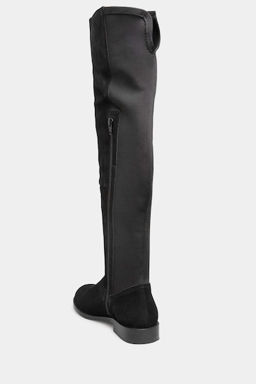 Long Tall Sally Black Stretch Over The Knee Suede Boots