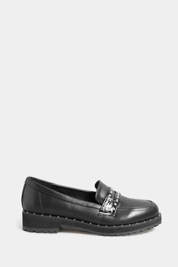Long Tall Sally Black Studded Loafers