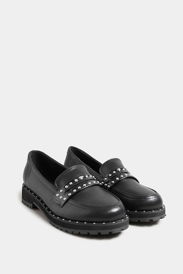 Long Tall Sally Black Studded Loafers
