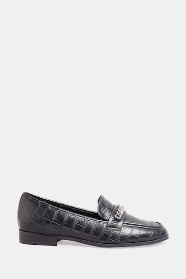 Long Tall Sally Black Hardware Trim Loafers