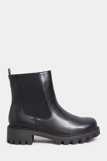 Yours Curve Black Extra-Wide Fit Chunky Chelsea PU For Boots