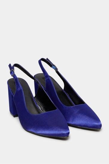 Yours Curve Blue Extra Wide Fit Pointed Block Heel Courts