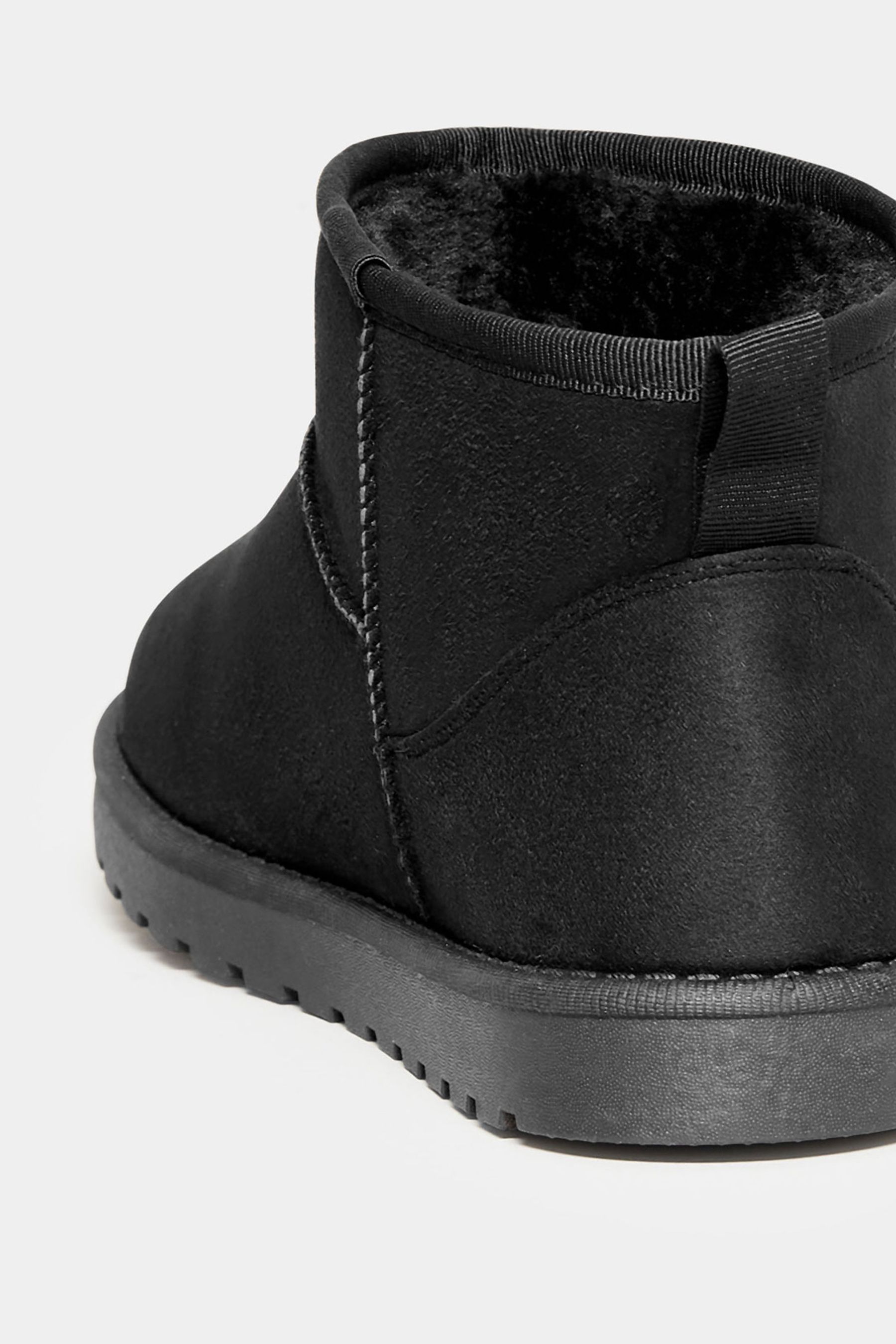 Buy Yours Curve Black Extra Wide Fit Mini Faux Fur Boots from the