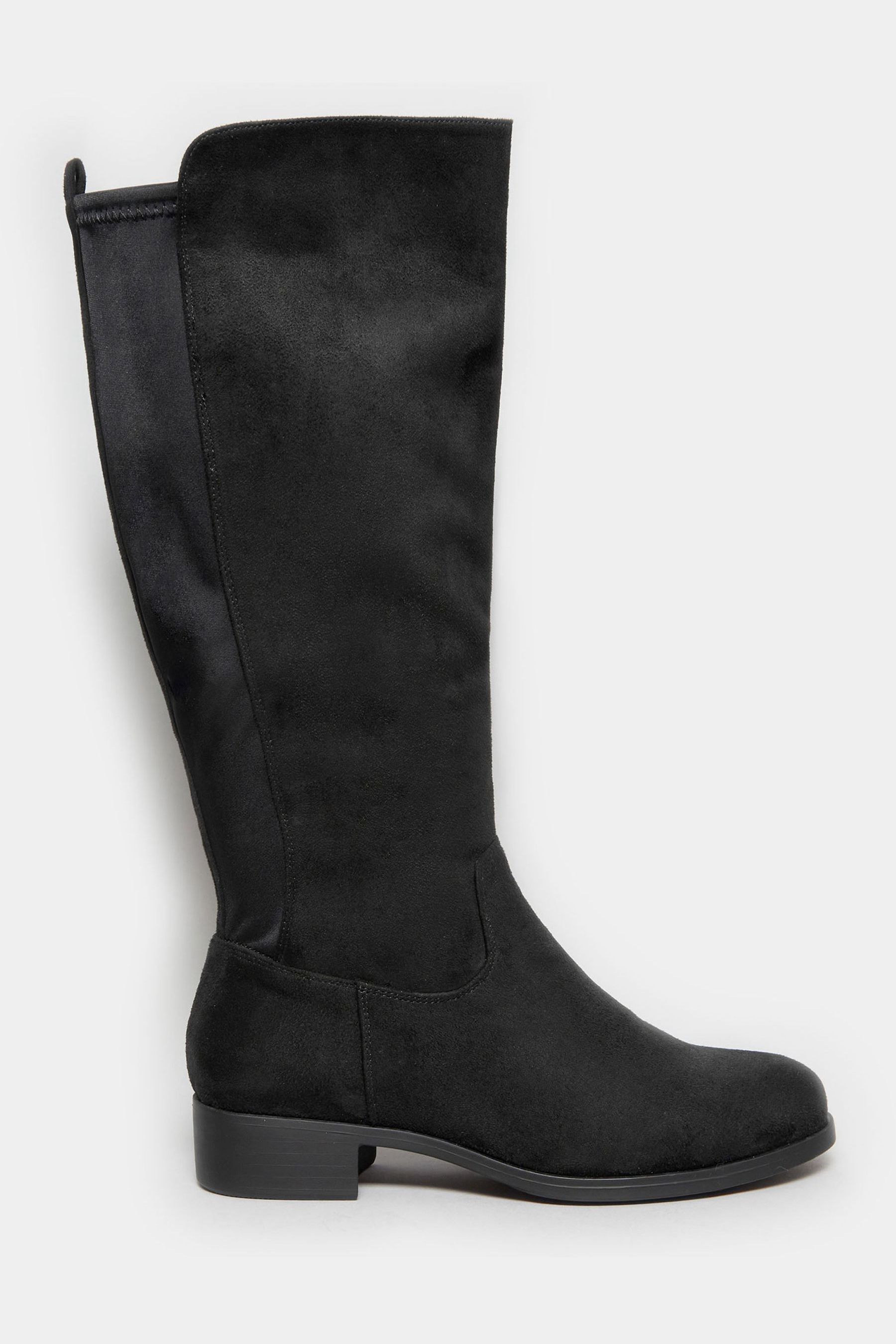Buy Yours Curve Black Extra Wide Fit Stretch Knee High Boots from