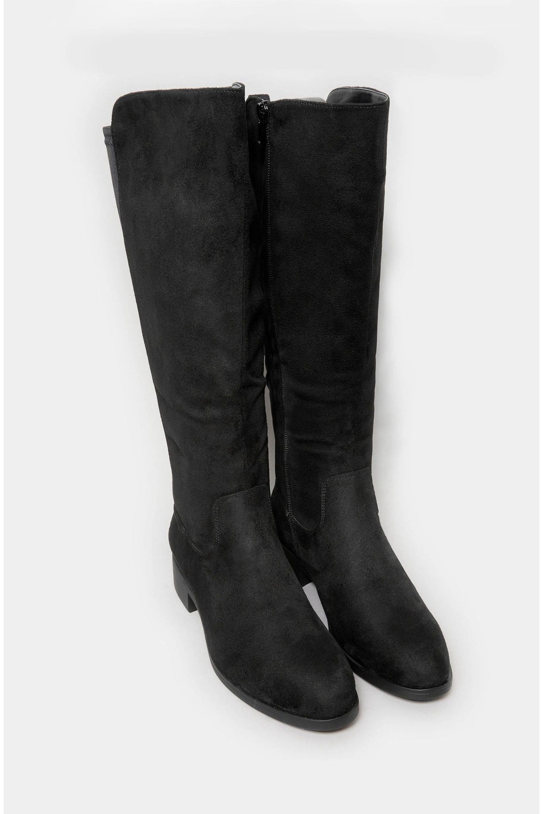 Buy Yours Curve Black Extra Wide Fit Stretch Knee High Boots from