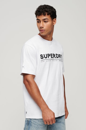 Superdry White Utility Sport Logo Loose T-Shirt