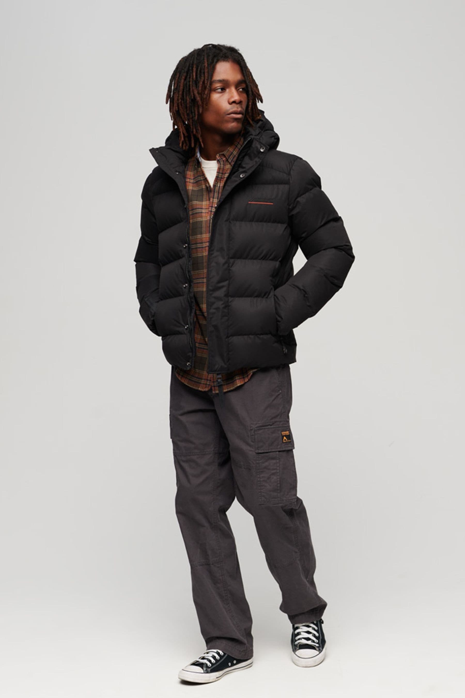Superdry double black label sports puffer clearance