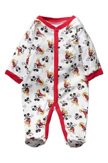 Disney Red Mickey Mouse Print Cotton 3-Piece Baby Gift Set