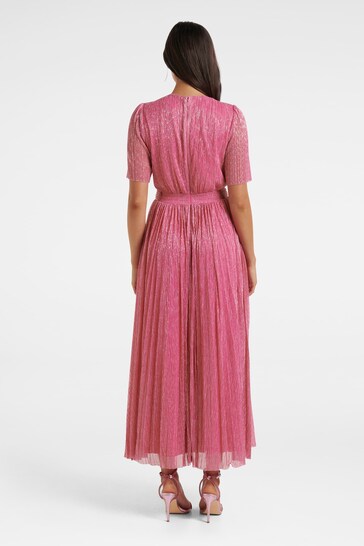 Forever New Pink Isabella Wrap Plisse Midi Dress