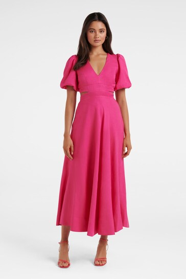 Forever New Pink Hadley Tie Back Midi Dress