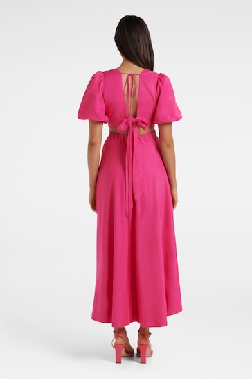 Forever New Pink Hadley Tie Back Midi Dress