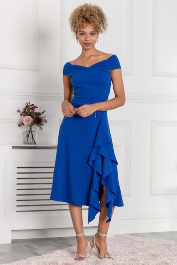 Jolie Moi Cobalt Blue Desiree Frill Fit & Flare Dress