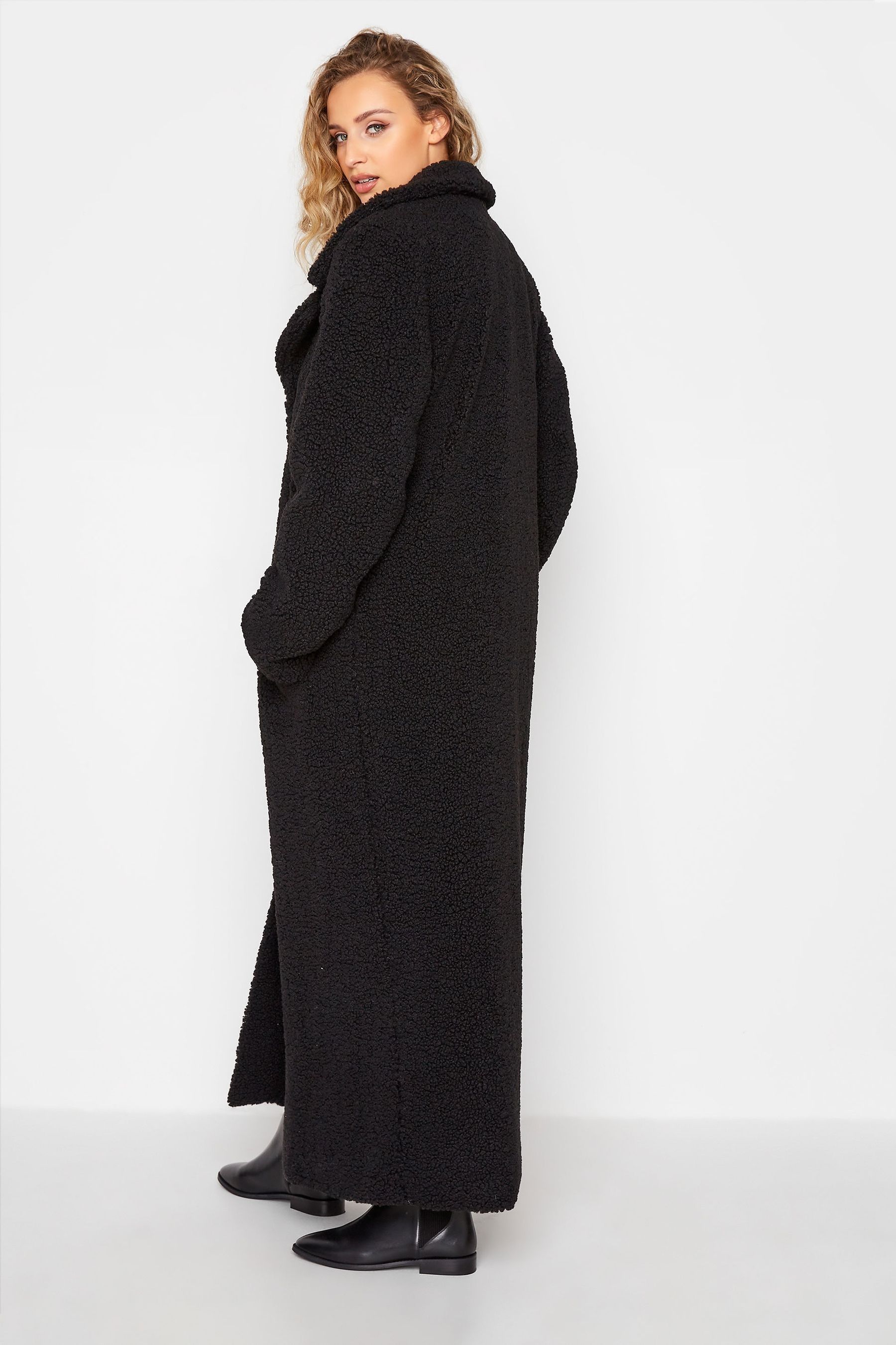Long Tall Sally Black Maxi Teddy Coat