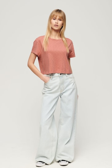 Superdry Pink Slouchy Cropped T-Shirt
