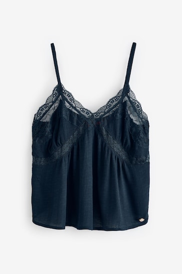 Superdry Blue Ibiza Sheer Lace Cami Top