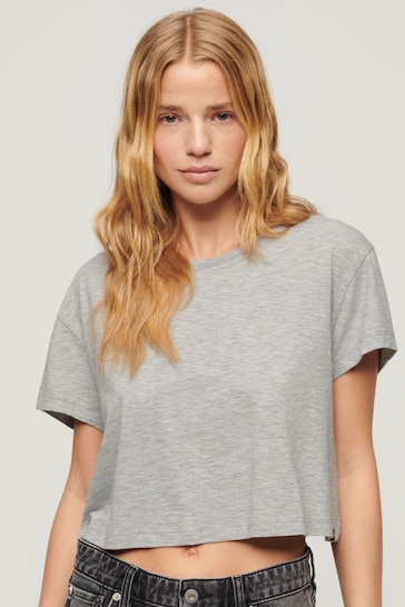 Superdry Grey Slouchy Cropped T-Shirt