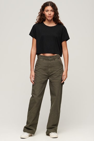 Superdry Black Slouchy Cropped T-Shirt