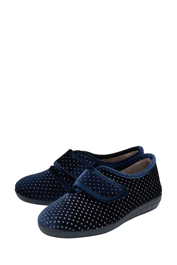Lotus Blue Velour Shoe Slippers