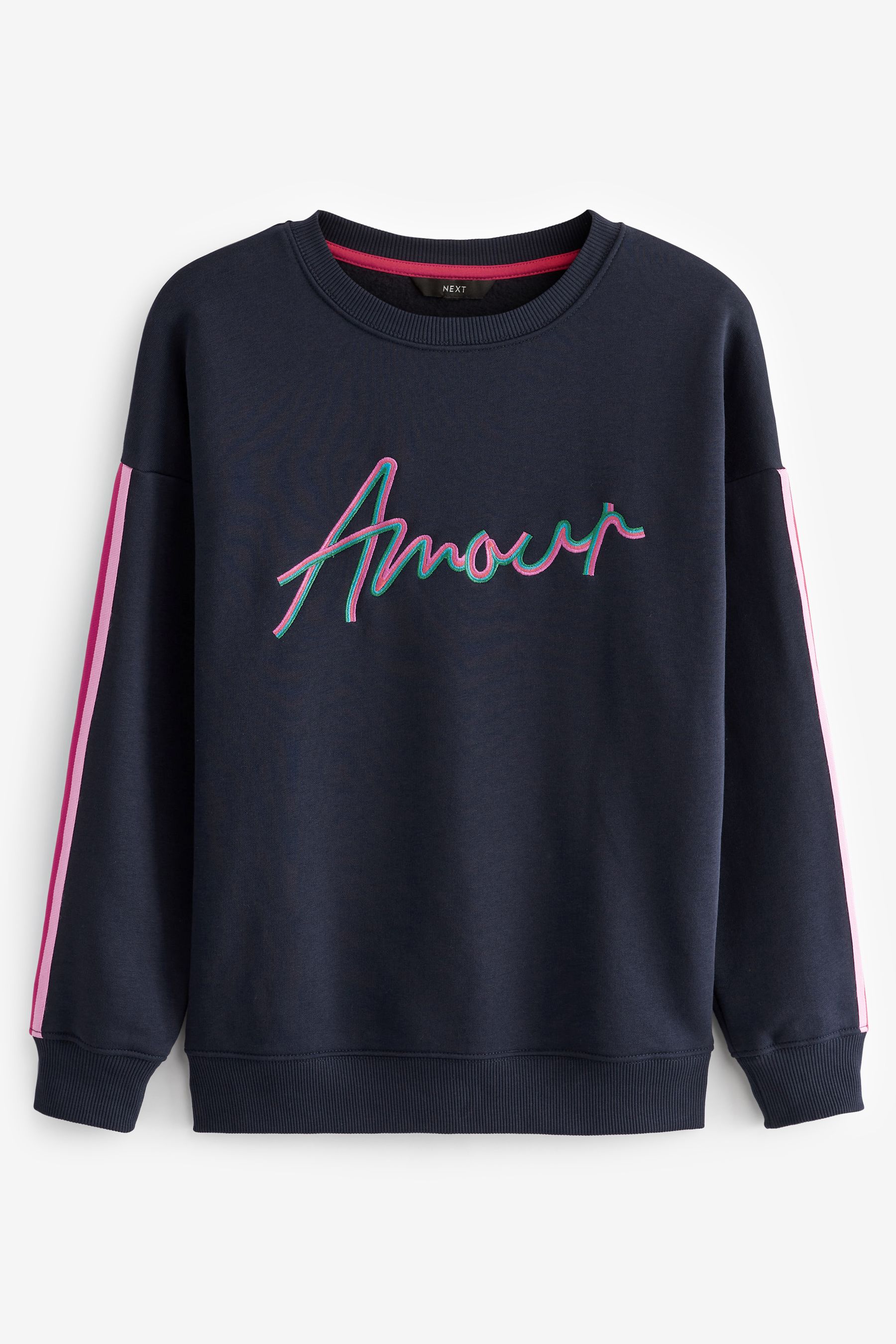 Buy Navy Blue Amour Rainbow Detail Graphic Sweatshirt from the