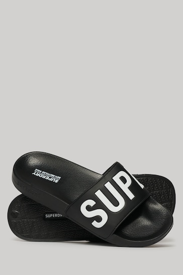 Superdry Black Vegan Code Core Pool Sliders