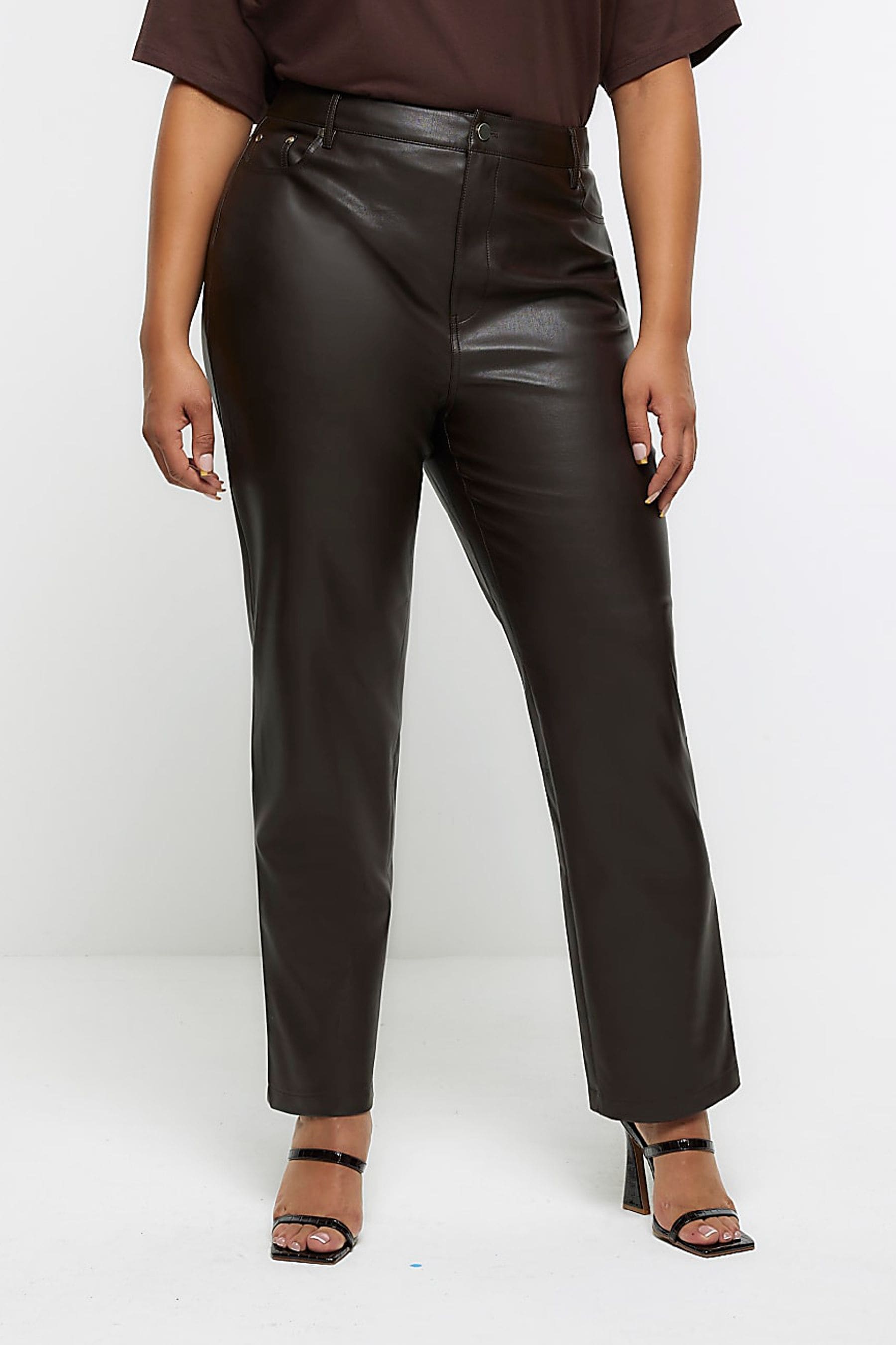 River island faux leather trousers shop