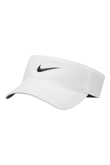 Nike White Dri-FIT Ace Swoosh Visor Hat