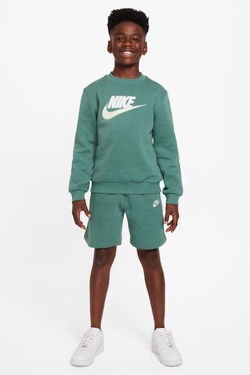 Nike Green Sweatshirt and Shorts Tracksuit Set