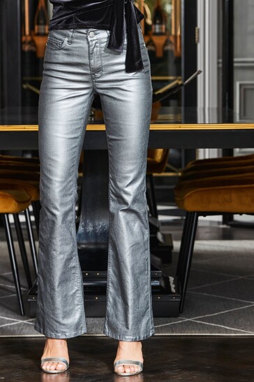 Sosandar Silver Petite Premium Kick Flare Jeans