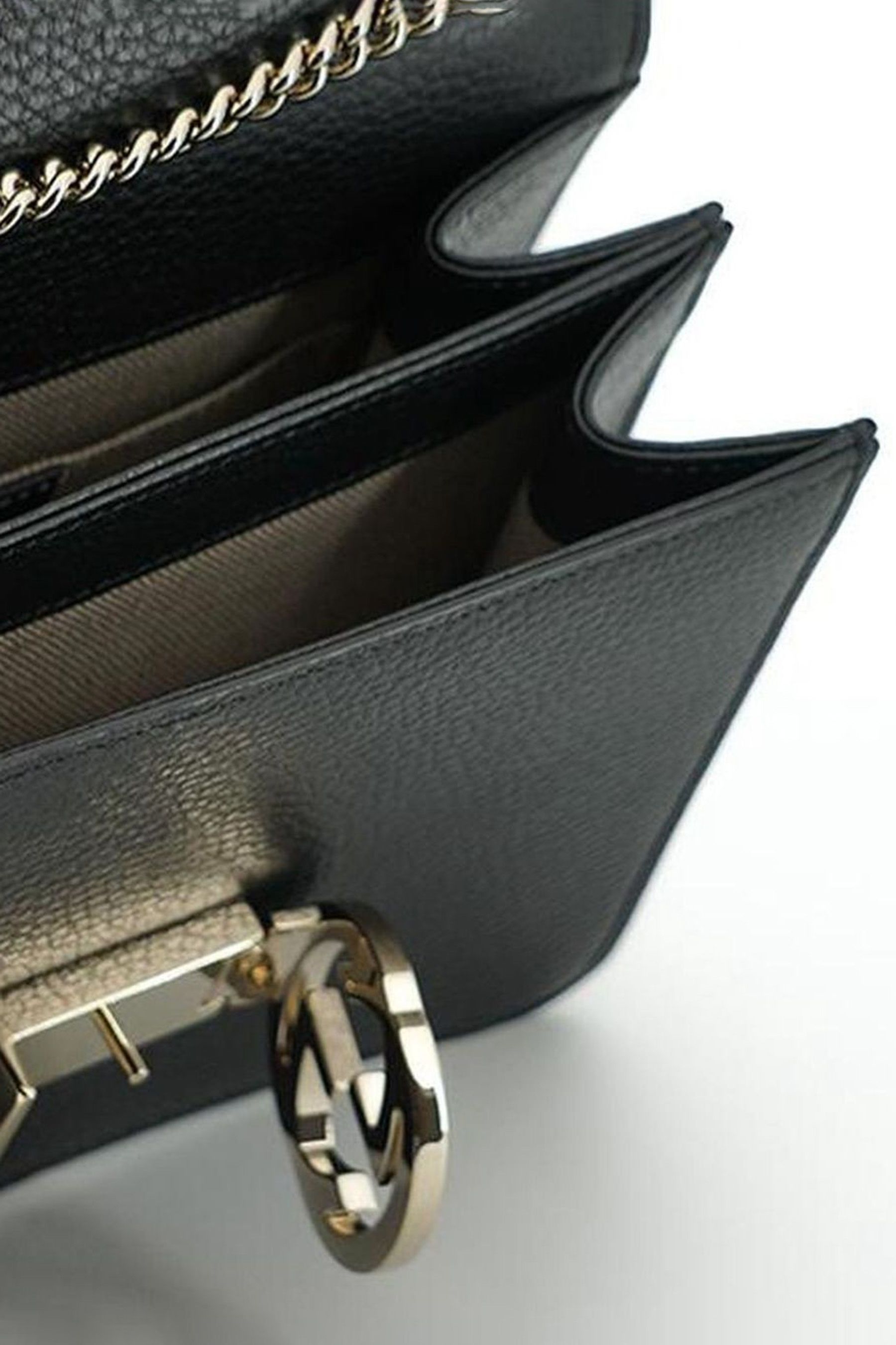 Buy Gucci Black Shoulder Bag with Interlocking GG Snap and Chain