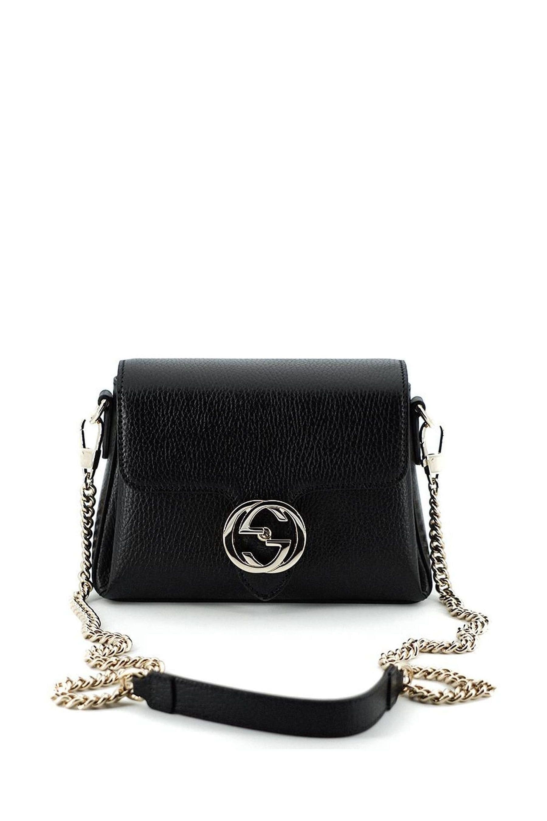 Buy Gucci Black Shoulder Bag with Interlocking GG Snap Closure