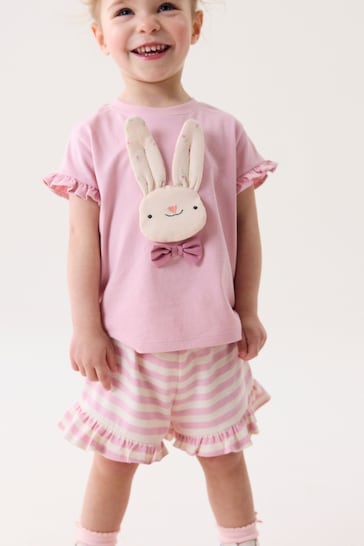 Pink Bunny Character Frill Short Set (3mths-7yrs)