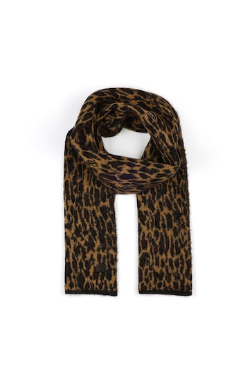 AllSaints Animal Leopard Print Brushed Knit Scarf