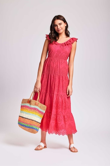 Iconique Pink Serena Maxi Frill Beach Dress