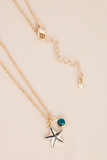 Gold Tone May Birthstone Necklace