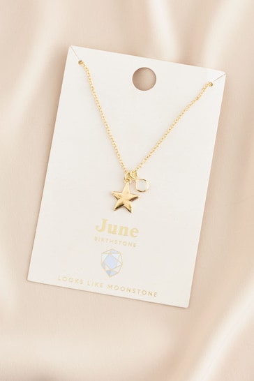 Gold Tone June Birthstone Necklace