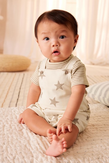 Neutral Star Baby Jersey Dungarees and Bodysuit Set (0mths-2yrs)