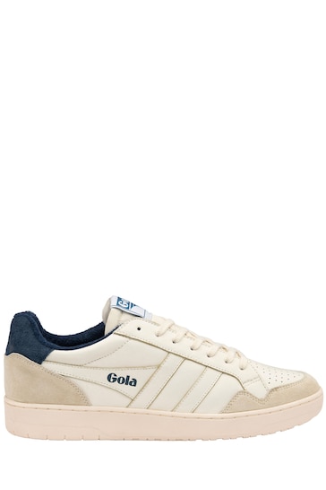 Gola Off White/Navy Mens  Eagle Leather Lace-Up Trainers