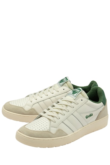 Gola Off White/Evergreen Mens  Eagle Leather Lace-Up Trainers