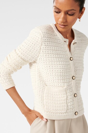 Buy Forever New Cream Petite Chloe Cotton Textured Knit Cardigan from the  Next UK online shop
