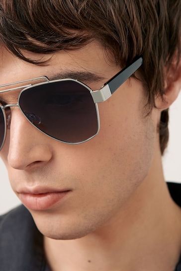Brown and Grey Aviator Style Polarised Sunglasses