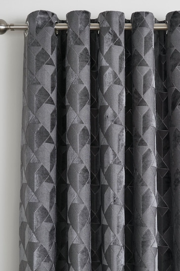 Appletree Grey Quentin Luxe Jacquard Eyelet Curtains