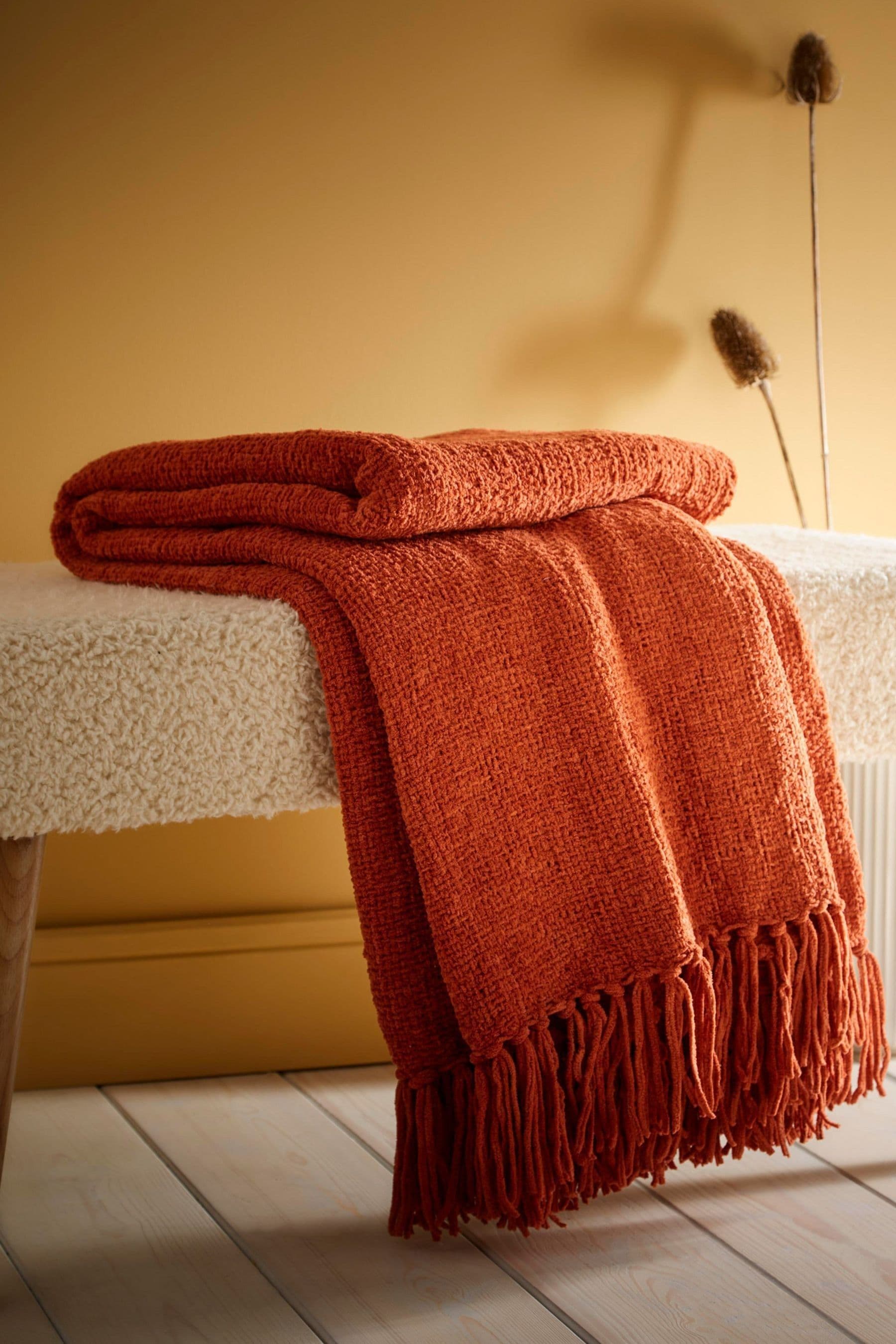 Orange throw store