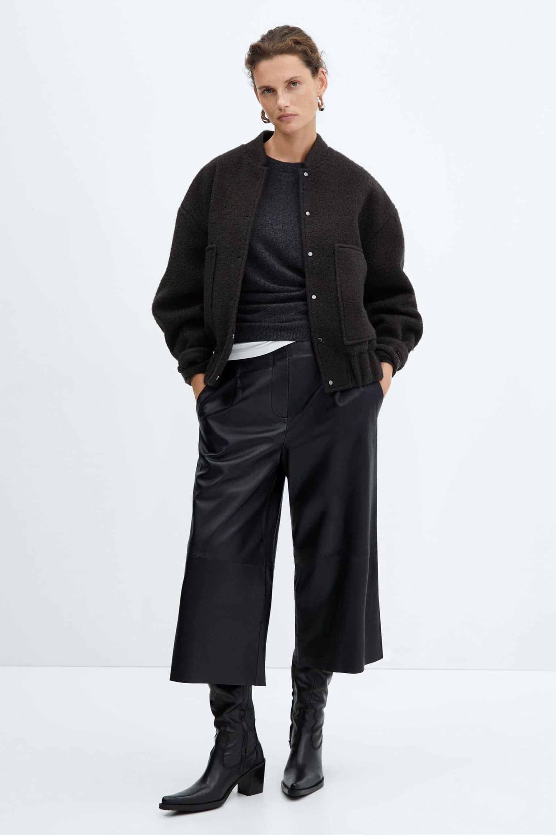 Long bomber jacket sales black