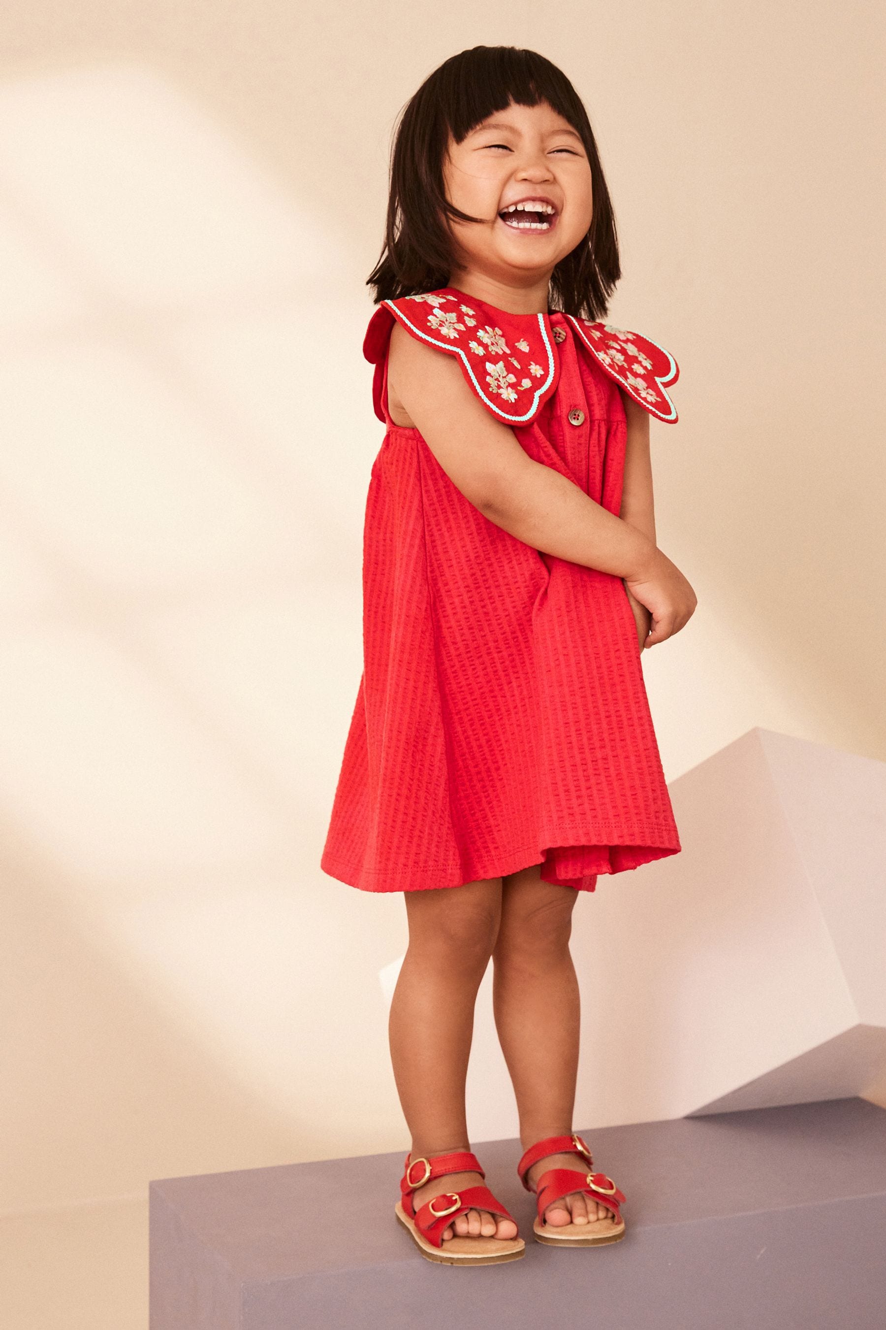 Red cotton summer dress online