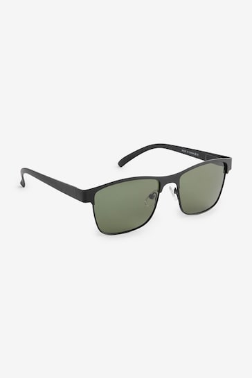 Black and Green Clubmaster Polarised Sunglasses