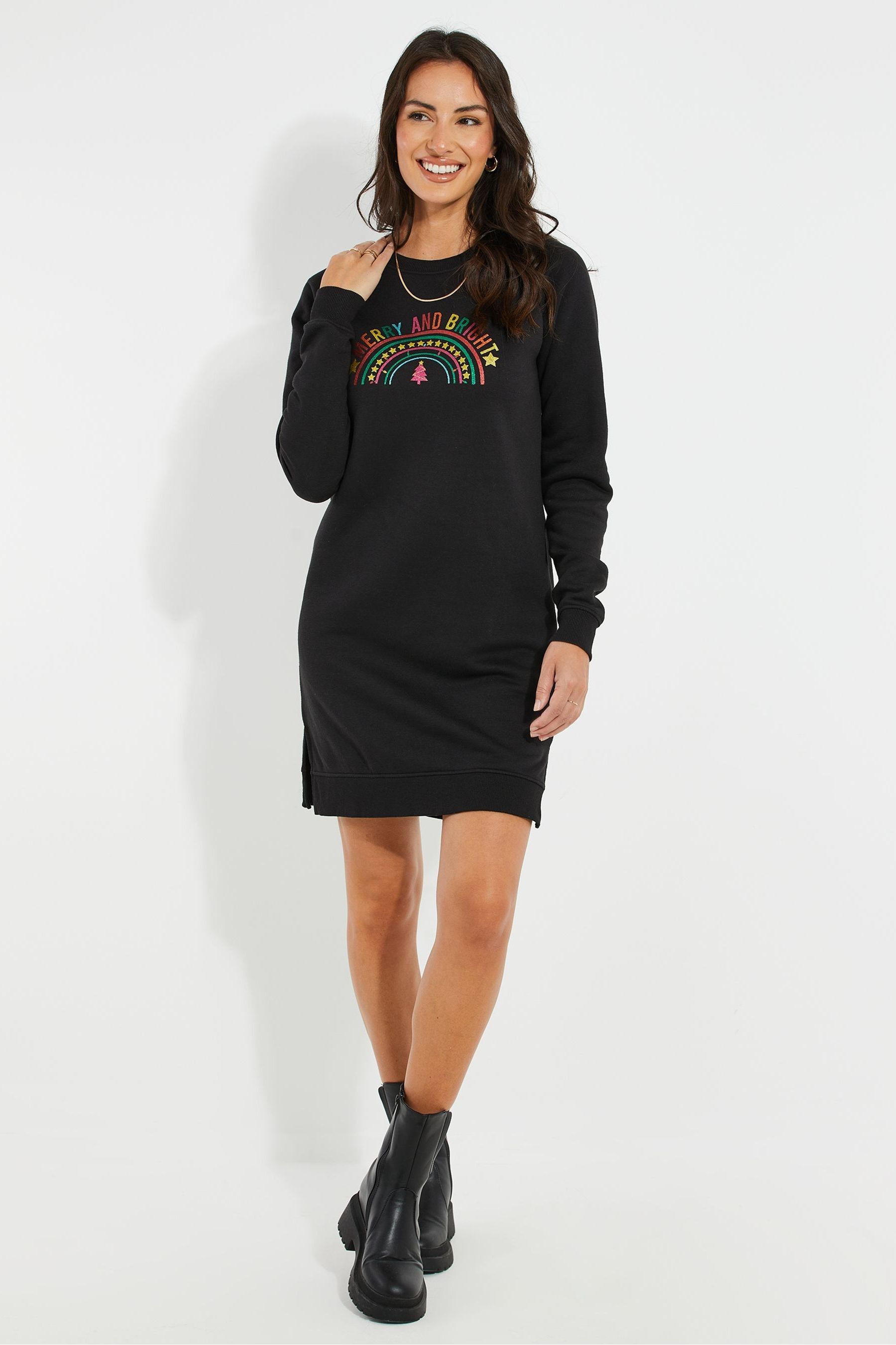 Black christmas sweater dress sales