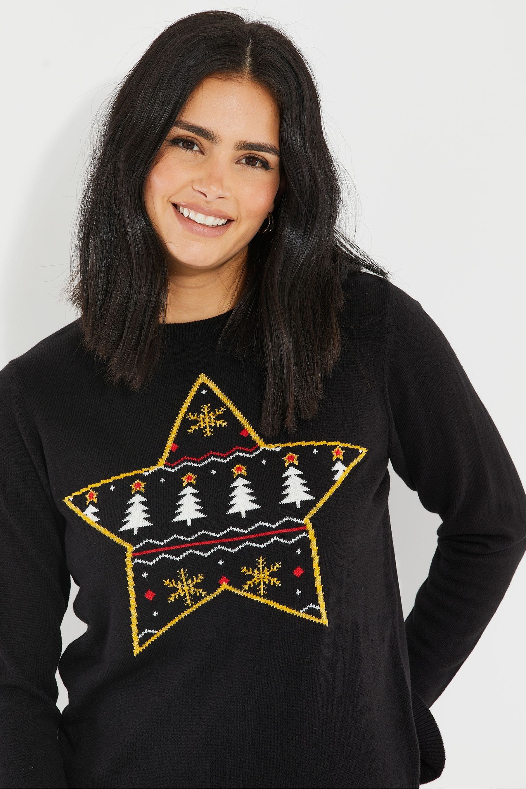 Buy Threadbare Black Curve Crew Neck Christmas Jumper from the Next UK online shop